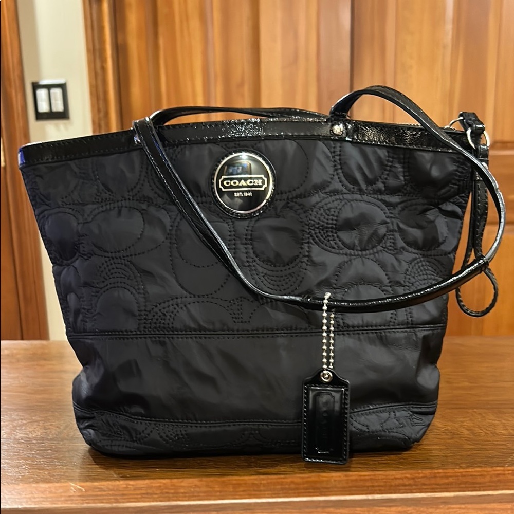Coach Black Quilted Leather Tote